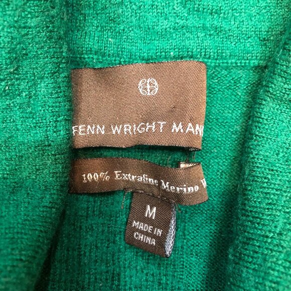 Fenn Wright Manson 100% Extrafine Merino Wool Cowl Neck Green Sweater Size M - Picture 8 of 9